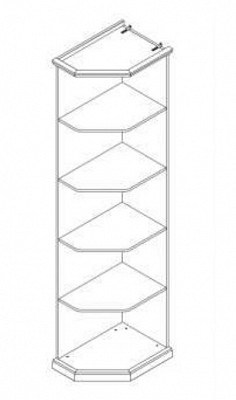 Стеллаж торц. правый 45 "Лейла" (Белый матовый) (МДФ/Патина/Лак) UgMh - 1