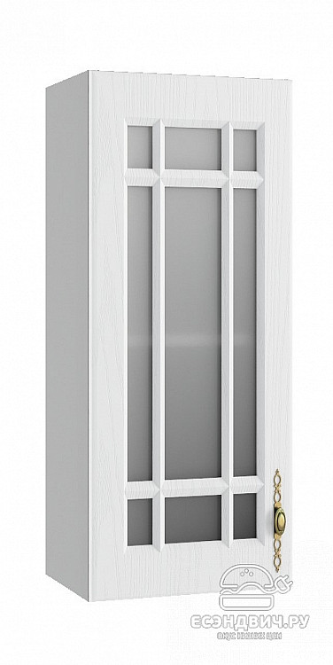 Шкаф высокий 400"Лорен" (МДФ) (Белый/Стекло) /DSV/Gr/ВПС400