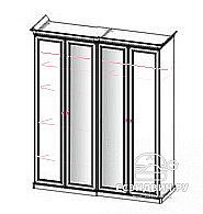 Шкаф 4-х дв.1,89 (штанга/полки) "Таис" (МДФ) (Орех караваджо/Патина/Лак/Зеркало) UgAf