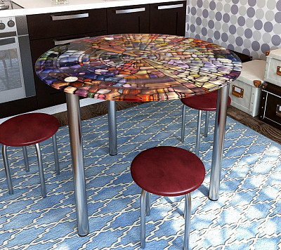 Стол с фотопечатью D_0,9 (abstraction 5) round "Амели" - 1