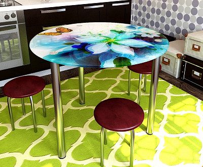 Стол с фотопечатью D_0,9 (butterfly 3) round "Амели" - 1