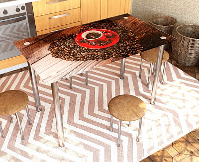 Стол с фотопечатью 1,2 (coffee 5) "Амели" - 1