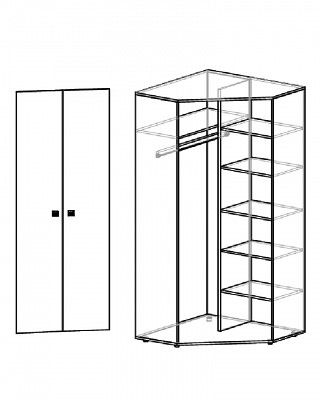 Шкаф угловой "Дженни" (Сосна астрид/Ирис) D/J - 2
