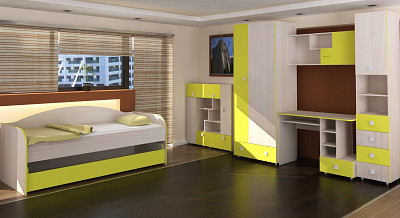 Полка навесная "Глория" (Ясень Шимо светлый/Лайм) D/K - 3