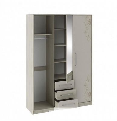 Шкаф-купе 1,5 "Mishel" (Ясень Шимо/Сатин матовый/Рис./Зеркало) Em/Bs - 3