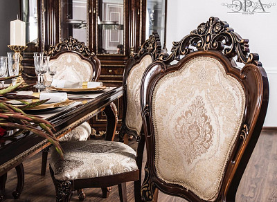 Стул "Себастьяно" (Дерево/ПУ/ППУ) (Корень дуба глянец/Жаккард/Патина/Лак) UgJk - 4