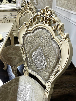 Стул "Себастьяно" (Дерево/ПУ/ППУ) (Крем глянец/Жаккард/Патина/Лак) UgJk - 3