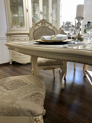 Стул "Себастьяно" (Дерево/ПУ/ППУ) (Крем глянец/Жаккард/Патина/Лак) UgJk - 4