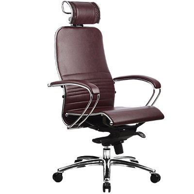 Кресло comfort  "Нэо" (Кожа NewLeather Темно-бордовая/Хром)-Mt/K-2.02 - 1