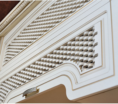 Кухня угловая 3,7х1,4 левая "Луиджи" (МДФ) (Крем/Патина позолота) EsandwichUgMd - 3