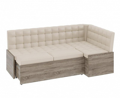 Диван угловой со спальн. местом "Sweet" (Дуб Сонома трюфель/Кожзам бежевый) -Tr-Фр - 2