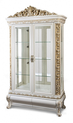 Витрина 2 ств. "Франческо" (МДФ) (Крем Глянец/Патина/Лак) UgAl - 1