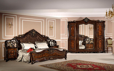 Кровать 1600 "Себастьяно" (МДФ) (Корень дуба глянец/Бархат/Шелкография/Патина/Лак) UgJk - 3