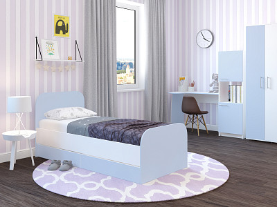 Кровать 800 "Лаворо" (Белый/Серенити) D_Isl - 2