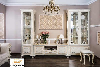 Зеркало largo  "Клео" (МДФ) (Корень крем глянец/Патина/Шелкография/Лак) UgPt - 3