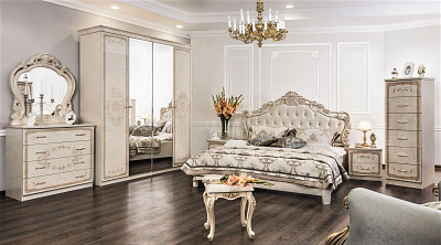 Зеркало largo  "Клео" (МДФ) (Корень крем глянец/Патина/Шелкография/Лак) UgPt - 4