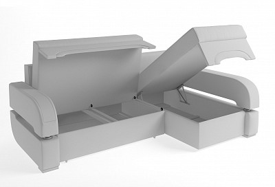 Диван угловой (универс.угол) Диего (Рогожка Alba Grafit (AT)/Иск.кожа Mercury Black 620 (AT)/Рогожка Alba Grafit (AT)/МДФ Венге - 3