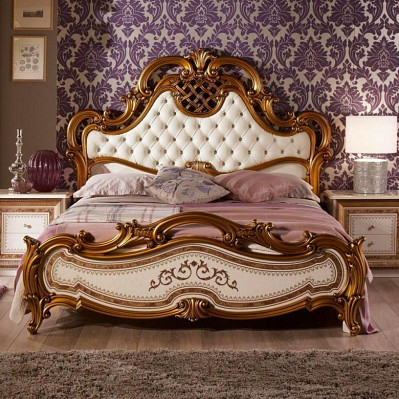 Спальный гарнитур 6 предм. "Сицилия" (МДФ) (Бежевый  глянец/Золото/Шелкография/Зеркало) Dm/An - 2