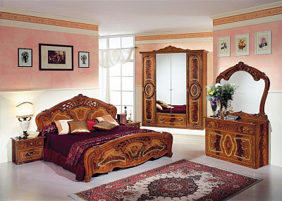 Кровать 1400 "Виктория" (МДФ) (Орех глянец/Шелкография) Dm/Rz - 2