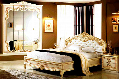 Шкаф 4-х дв. 1,87 "Тоскана" (МДФ) (Бежевый  глянец/Шелкография) Dm/Dn - 2