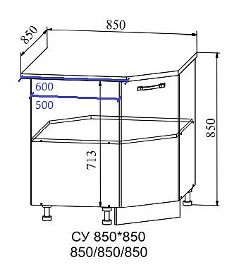Столешница угловая 850*850 "Йорк" (Мрамор бежевый) /DSV - 2