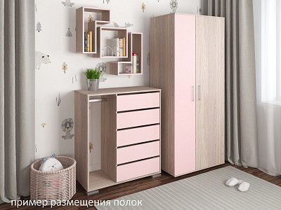 Полка навесная L "Лаворо" (Белый/Лимонный) D_Fh - 3