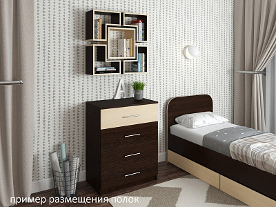 Полка навесная V "Лаворо" (Белый/Лимонный) D_Fh - 4