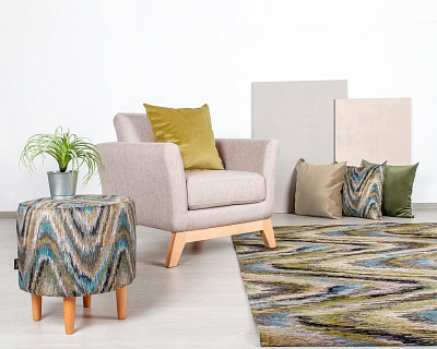 Банкетка круглая "Эмбер" (ALINA WAVE/Бук) -Arb/Сп - 2