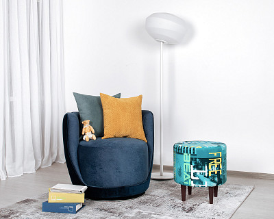 Банкетка круглая "Эмбер" (MUSIC AZURE/Венге) -Arb/Сп - 2