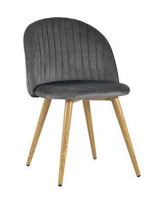 Стул stripe "Саймон" (Велюр Серый/Металл имитация дерева)/SG/Ln - 1