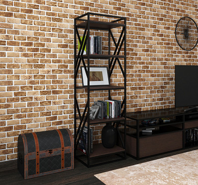 Стеллаж 0,8 berlin "Ларго"(Металл Черная шагрень/Дуб вотан)-MS/Брл - 1