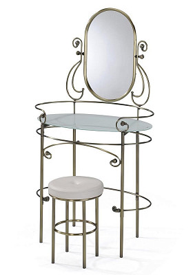 Стол косметический с банкеткой "Харпер" (Металл цвет Античная медь/Стекло) Tch/9070 - 2