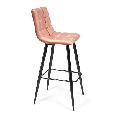 Стул барный "Чили" (Велюр Коралловый/Металл Черный) Tch/14353 - 2