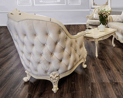 Кресло "Дель-Монте" (Бархат/Жаккард/Патина Позолота/Крем) (Крем) UgML - 2