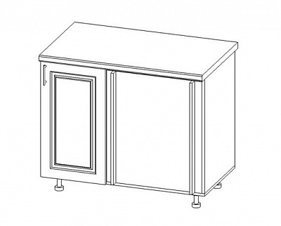 Тумба 1000 угловая (универс.угол) "Маэстро" (МДФ) (Крем глянец/Патина/Лак) UgVr