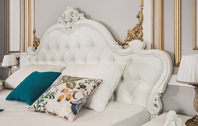 Кровать 1600 с под.мех./с ящ. "Лейла" (Белый матовый) (МДФ/Экокожа/Патина/Лак) UgMh - 4