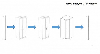 Шкаф 6-ти дв.2/2/2 284 с зерк. (декор.торцы) (штанга) "Лейла" (Белый матовый) (МДФ/Патина/Лак) UgMh - 4