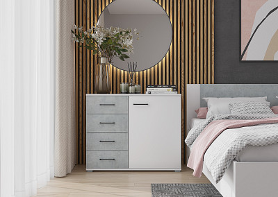 Комод "Невада" (МДФ) (Белый/Бетон) /Gnt/Nv - 4