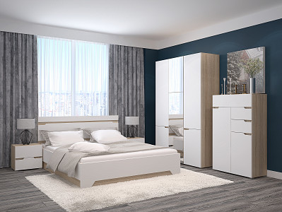 Шкаф 3-х дв. 1,35  "Атланта" (МДФ) (Сонома/Белый софт/Зеркало) /Gnt/Ант - 4