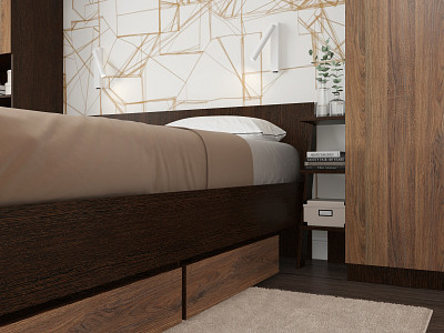 Спальный гарнитур 5 предм. 3200*2410 "Depo apart" (Венге/Дуб Аризона) D_Dp - 3