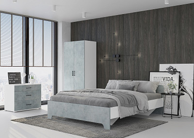 Шкаф 2-х дв.с ящ. 0,8/1,83 "Сандро" (Белый/Бетон) /Gnt/Vr - 3