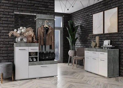 Прихожая 1,26 "Стайл" (Метрополитан грей/Белый глянец/Зеркало) /BTS/Инст - 4