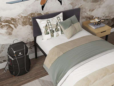 Кровать 800 с ортопед.осн. лофт "Аллегро" (Металл черный/Велюр Vivaldi 37)-Dmk/Лф - 3