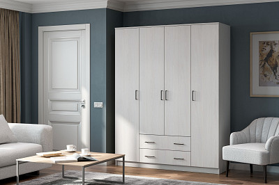 Шкаф 4-х дв.ящ.1,6/2,05/ 0,52 "Ромбус" (Ясень Анкор светлый) SV/NNM/ШК1