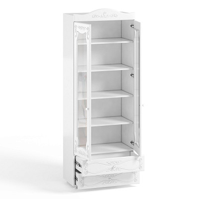 Шкаф 2х дверн. (410) с ящ. "Римини"(МДФ)(Белый/Белое дерево/Стекло)/Vs/ИТ-46 - 4