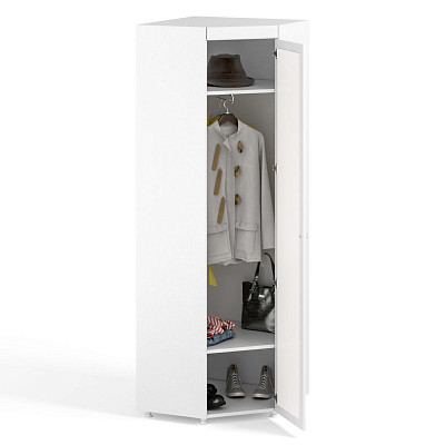 Шкаф угловой (410) "Леон"(МДФ)(Белый/Белое дерево/Зеркало)/Vs/МН-66 - 2