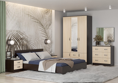 Шкаф 3-хдв. комб "Беверли" (Венге/Дуб белфорд/Зеркало) EsandwichИЦР-ШК-3 - 3