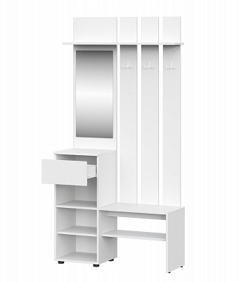 Прихожая 100*200*37 "Atlas" (Белый Текстурный) SV/Tk - 2