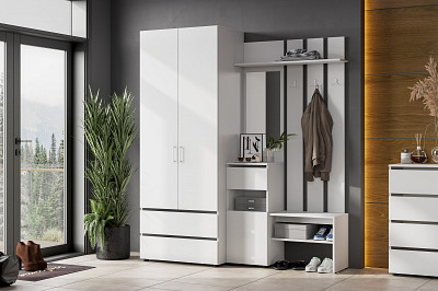 Шкаф 2х дв.ящ.80*210*52 "Atlas" (Белый текстурный) SV/Tk - 4