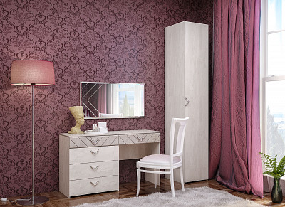 Стол косметический "Амелия"(МДФ)(Шёлковый камень/Бетон Чикаго беж)/Mb/Aml_12.48 - 3